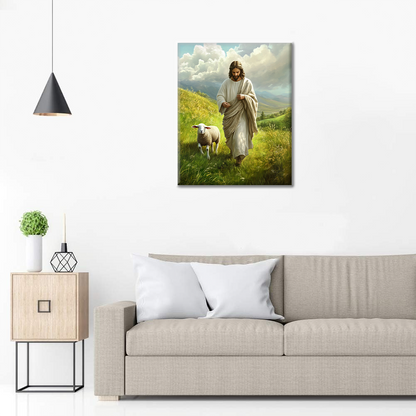 Jesus and Sheep - Paint by Numbers