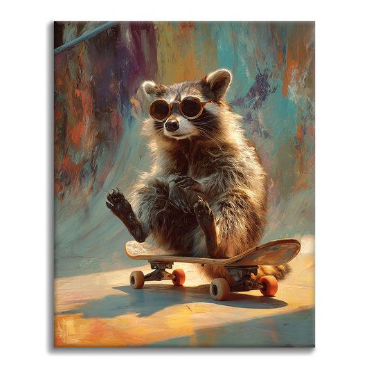 Raccoon Skateboard - Paint by Numbers
