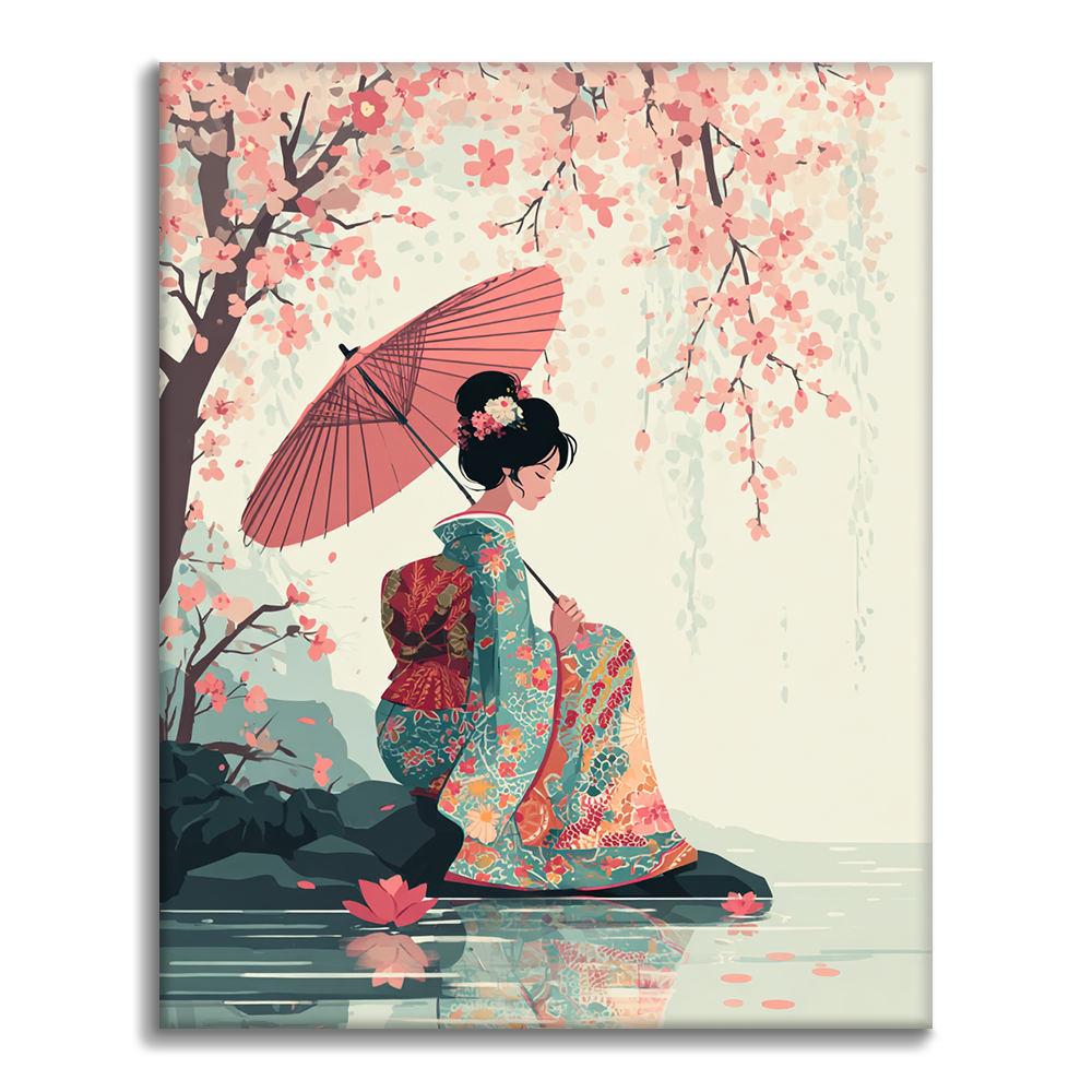 Sakura Umbrella - Paint by Numbers