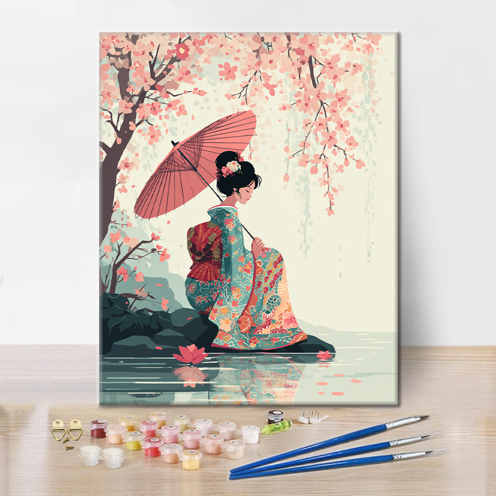 Sakura Umbrella - Paint by Numbers