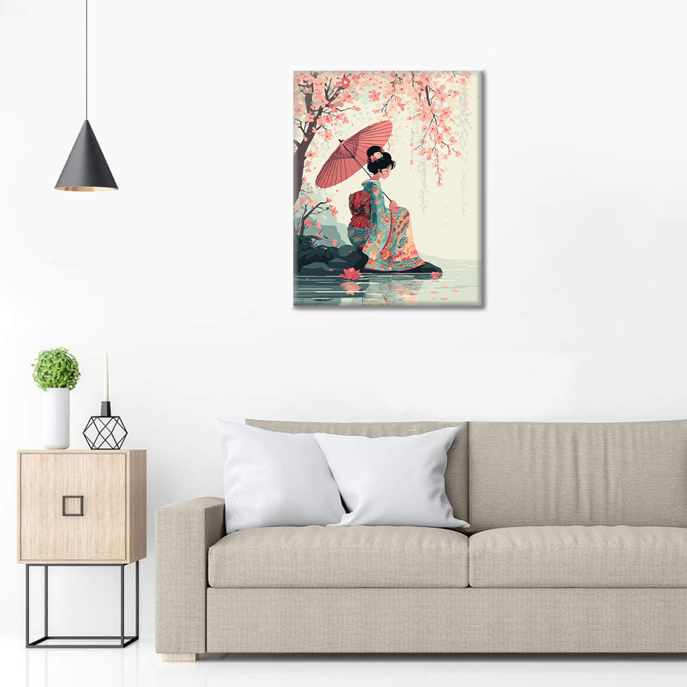 Sakura Umbrella - Paint by Numbers