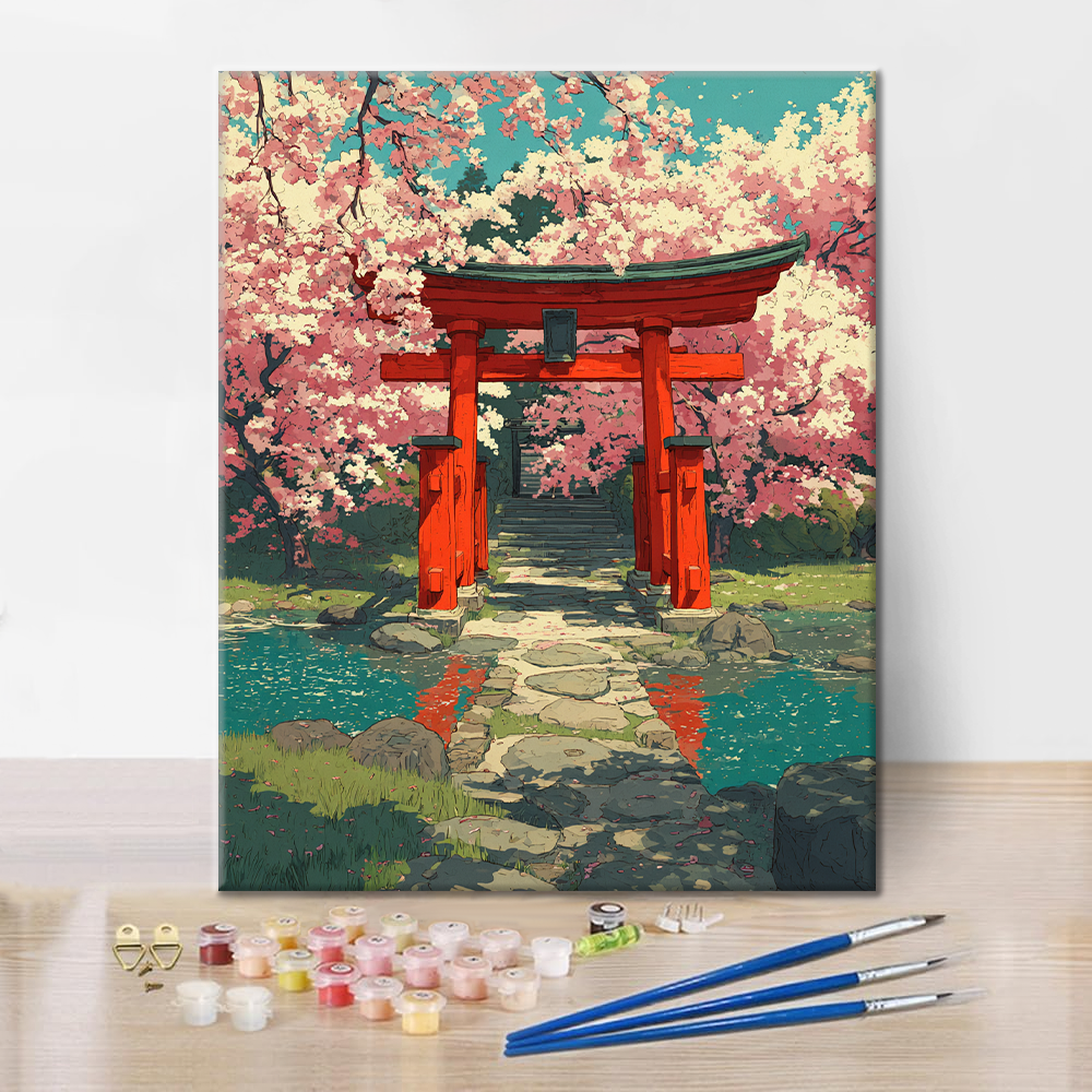 Cherry Blossom Torii - Paint by Numbers