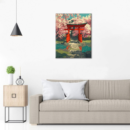 Cherry Blossom Torii - Paint by Numbers