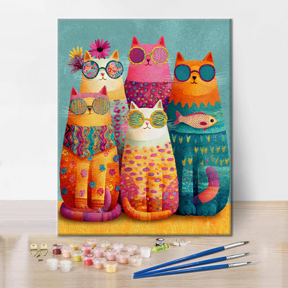 Cool Cat Crew - Paint by Numbers