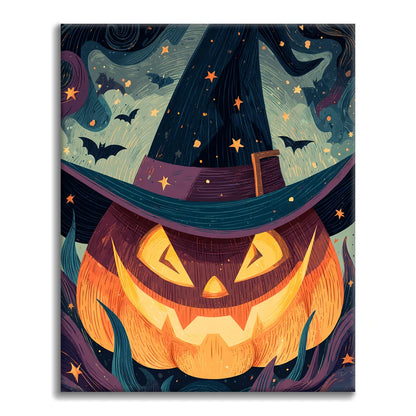 Jack-o’-Lantern with a Wizard Hat - Paint by Numbers