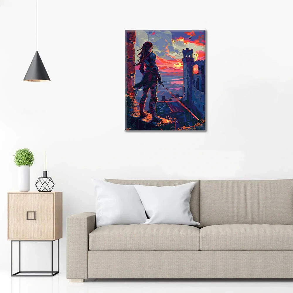 Warrior at Sunset - Paint by Numbers