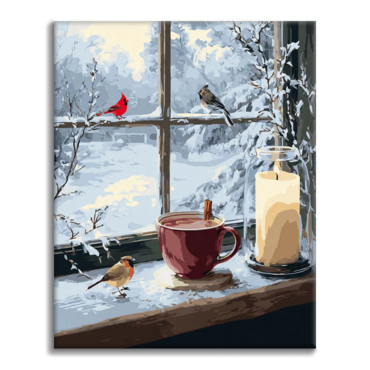 Winter Window Scene - Paint by Numbers