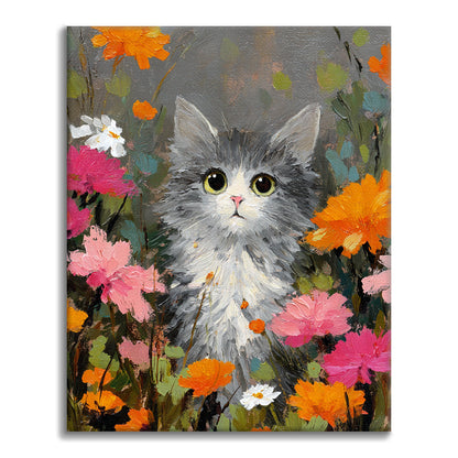 A cat among the flowers - Paint by Numbers