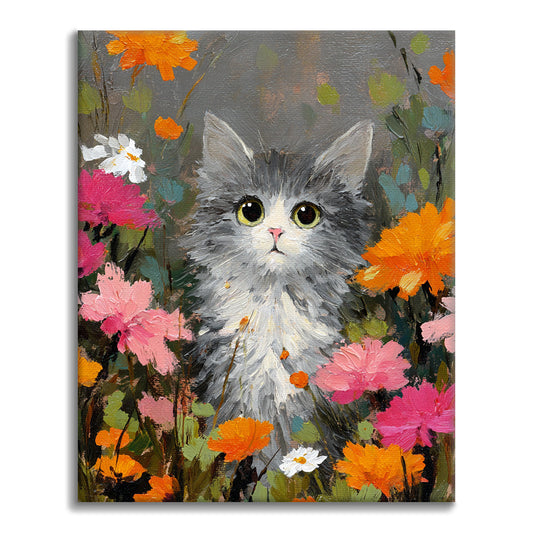 A cat among the flowers - Paint by Numbers