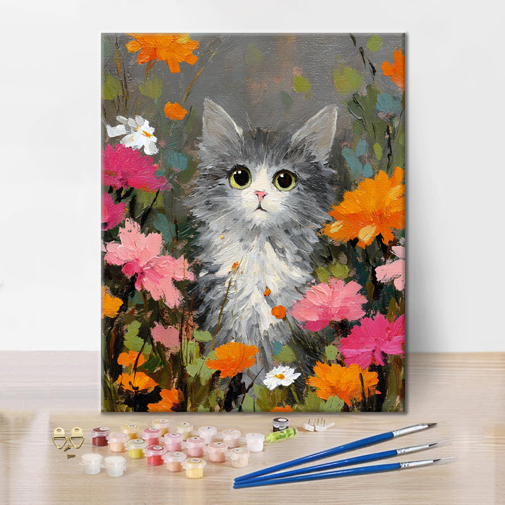 A cat among the flowers - Paint by Numbers