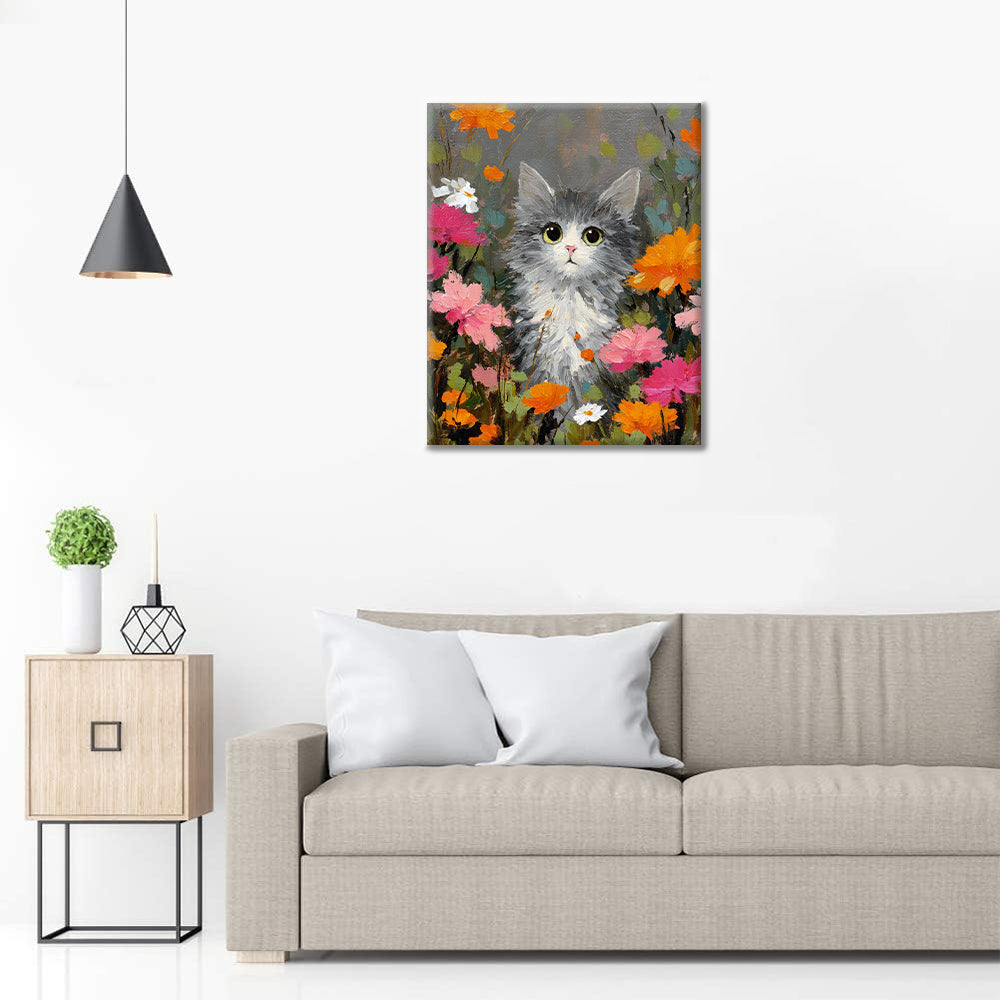 A cat among the flowers - Paint by Numbers