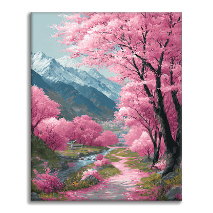 Cherry Blossom Path - Paint by Numbers