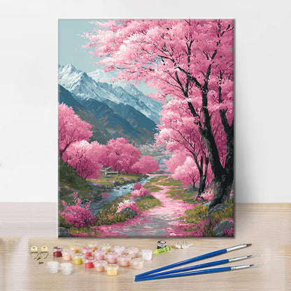 Cherry Blossom Path - Paint by Numbers