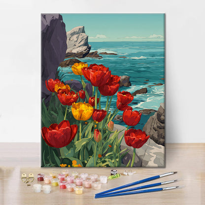 Coastal Tulips - Paint by Numbers