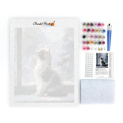 Kitten in Falling Snow - Paint by Numbers