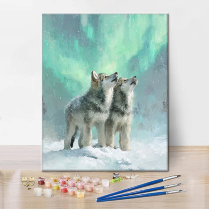 Wolves of the Aurora - Paint by Numbers
