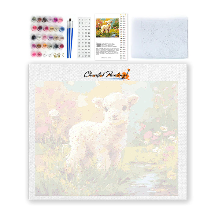 Flowers And Lamb - Paint by Numbers