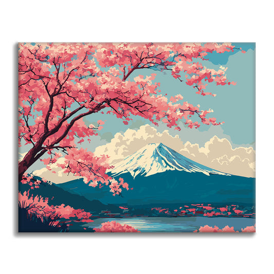 Fuji Spring Scene - Paint by Numbers