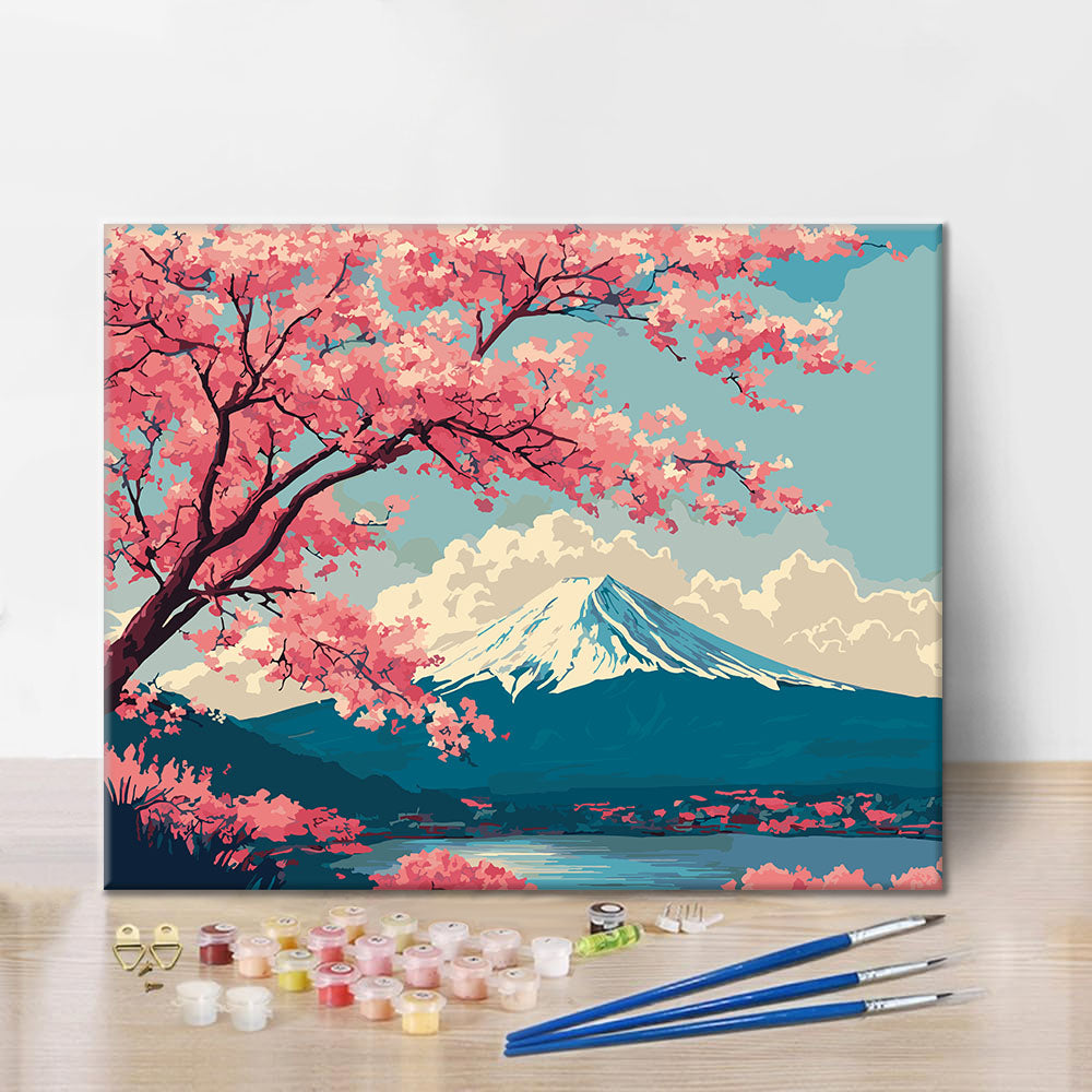 Fuji Spring Scene - Paint by Numbers