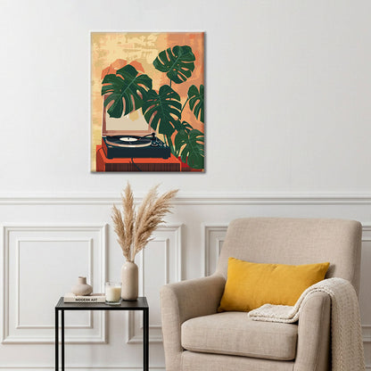 Gramophone and Green Plants - Paint by Numbers