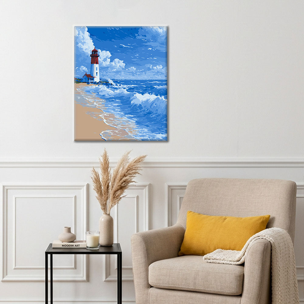 Lighthouse - Waves - Paint by Numbers