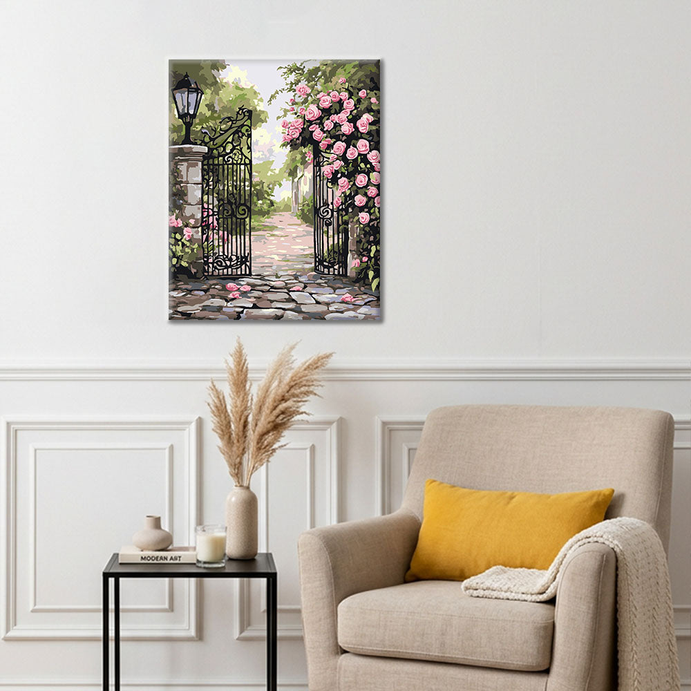 Roses on the Iron Gate - Paint by Numbers