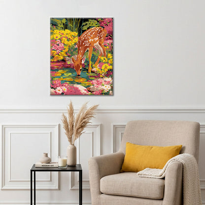 Sika deer drinking water - Paint by Numbers