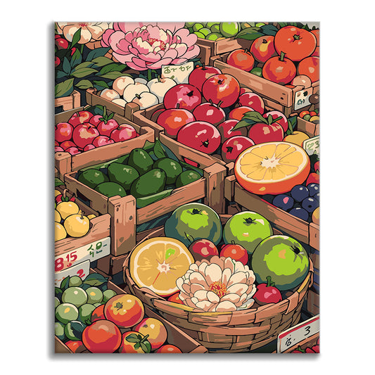 Sunny Street Market I - Paint by Numbers