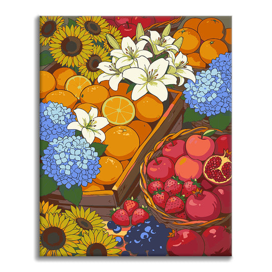 Sunny Street Market II - Paint by Numbers