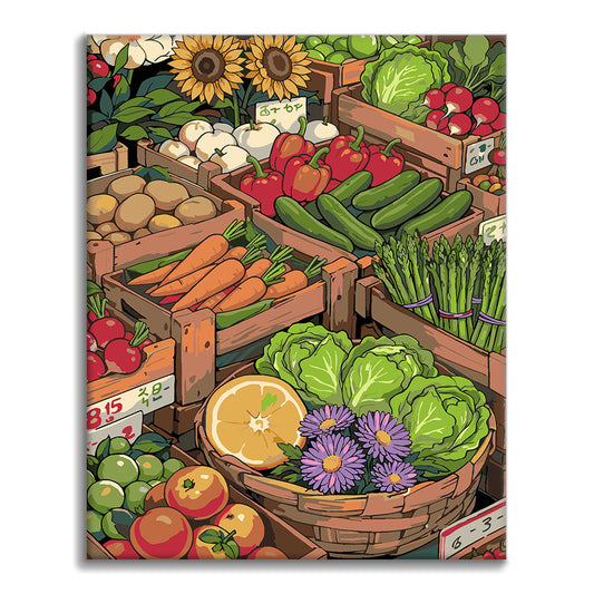 Sunny Street Market III - Paint by Numbers