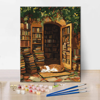 The Library Cat - Paint by Numbers