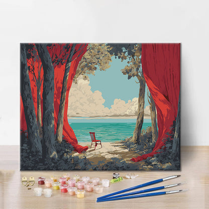The Sea Behind the Curtain - Paint by Numbers