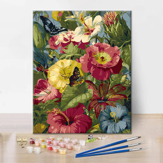Tropical Flowers & Butterflies - Paint by Numbers