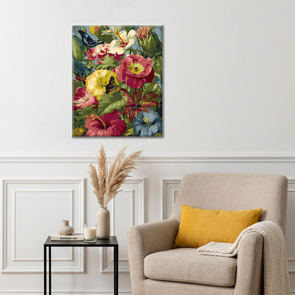 Tropical Flowers & Butterflies - Paint by Numbers