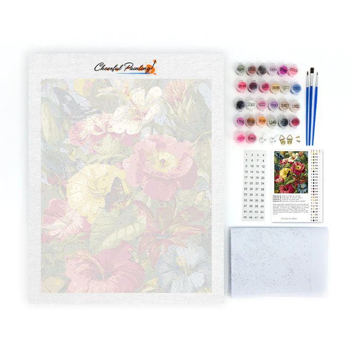 Tropical Flowers & Butterflies - Paint by Numbers