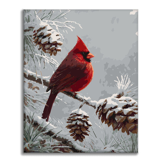 Winter Cardinal - Paint by Numbers