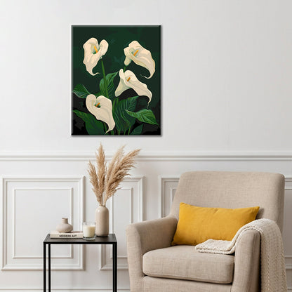 Blooming White Calla Lilies - Paint by Numbers