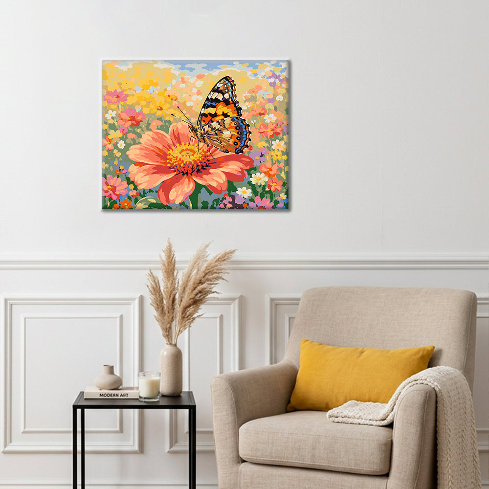 Butterfly on Flower - Paint by Numbers