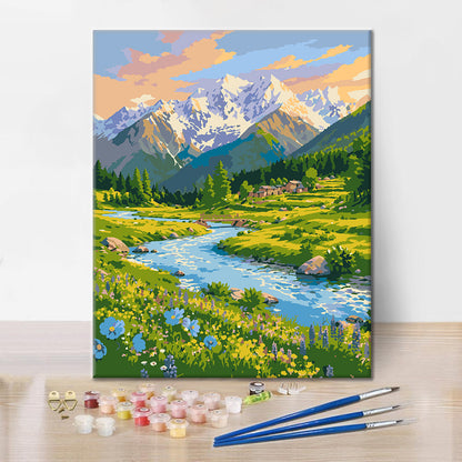 Mountain Stream in Bloom - Paint by Numbers