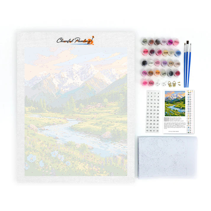 Mountain Stream in Bloom - Paint by Numbers