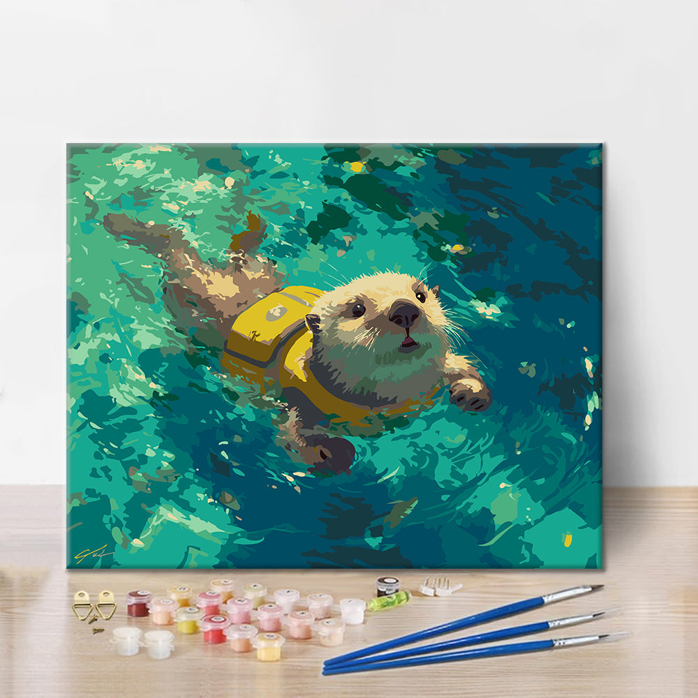 Playful Swim - Paint by Numbers