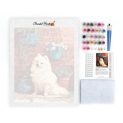 Pomeranian by Brick Wall - Paint by Numbers