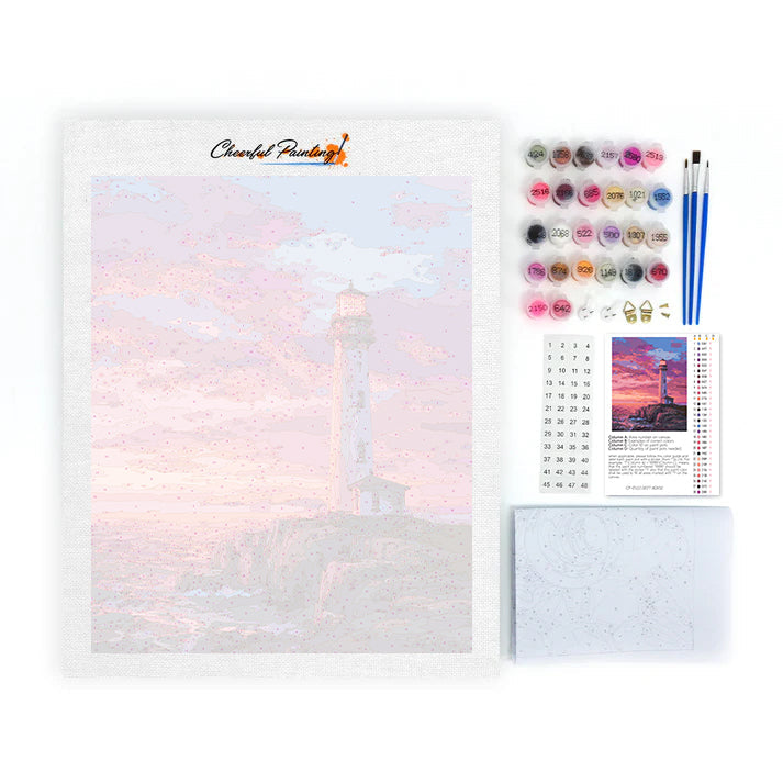 Seaside Lighthouse and Sunset - Paint by Numbers