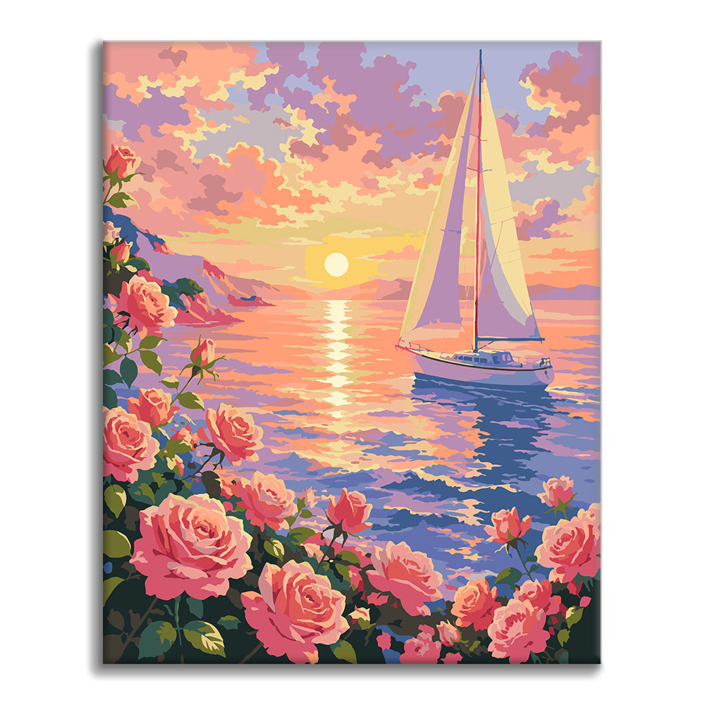 Sunset Flower Field - Paint by Numbers