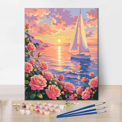 Sunset Flower Field - Paint by Numbers