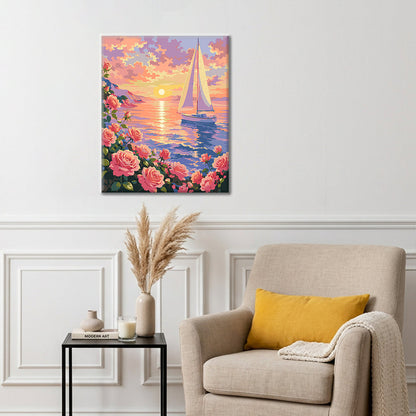 Sunset Flower Field - Paint by Numbers