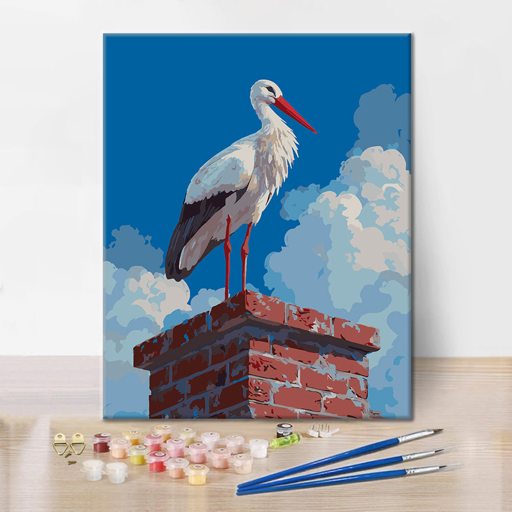 The Rooftop Stork - Paint by Numbers