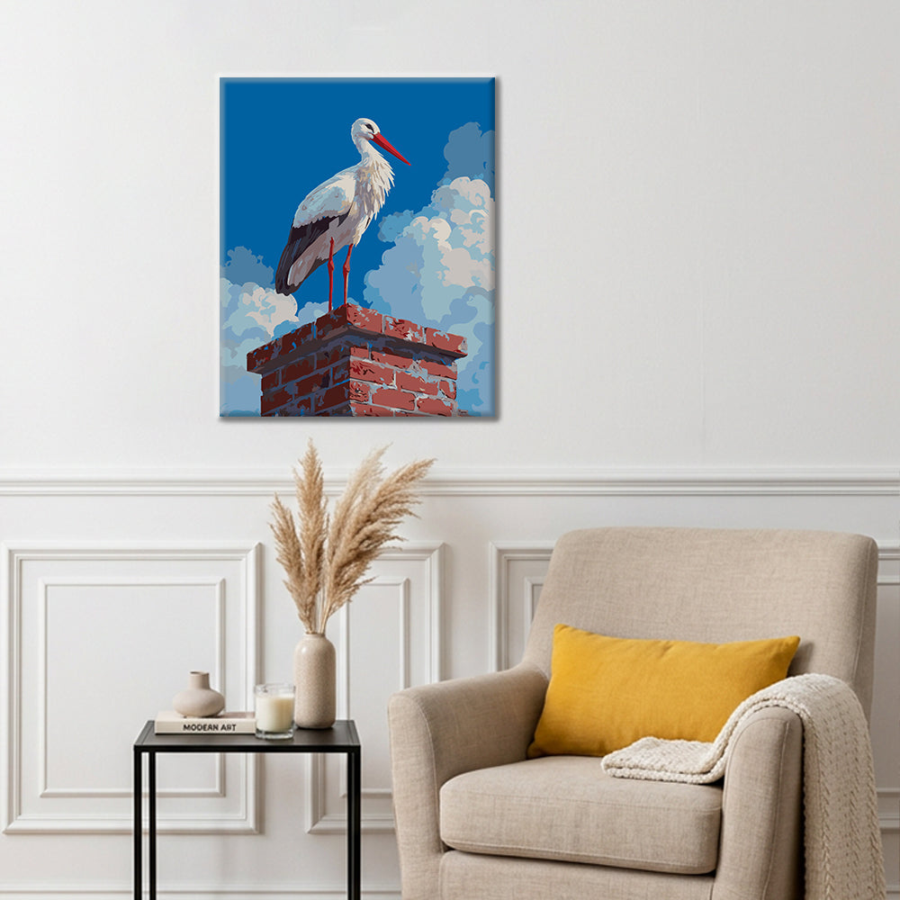 The Rooftop Stork - Paint by Numbers