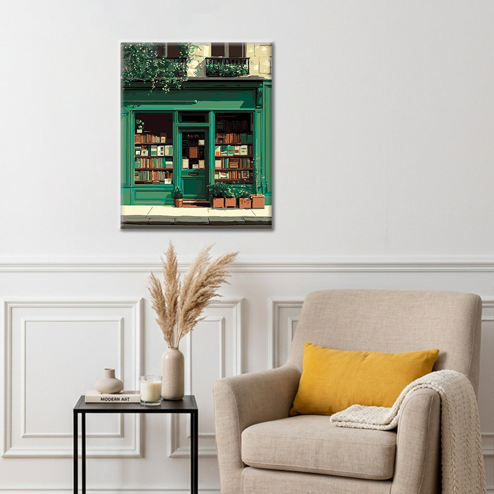 Vintage Green Bookstore - Paint by Numbers