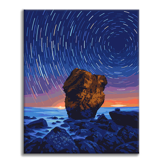 Star Trails Over the Sea - Paint by Numbers
